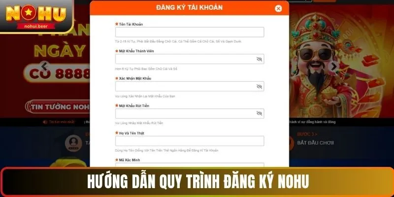 Hướng dẫn quy trình đăng ký NOHU Hướng dẫn quy trình đăng ký NOHU
